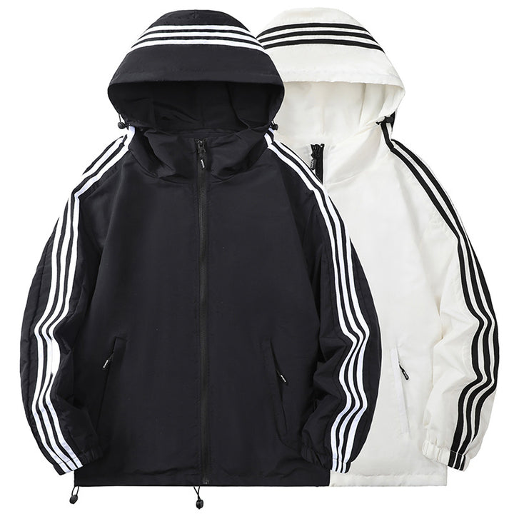 Men's sporty transitional jacket with hood and reflective accents Mune Fashion