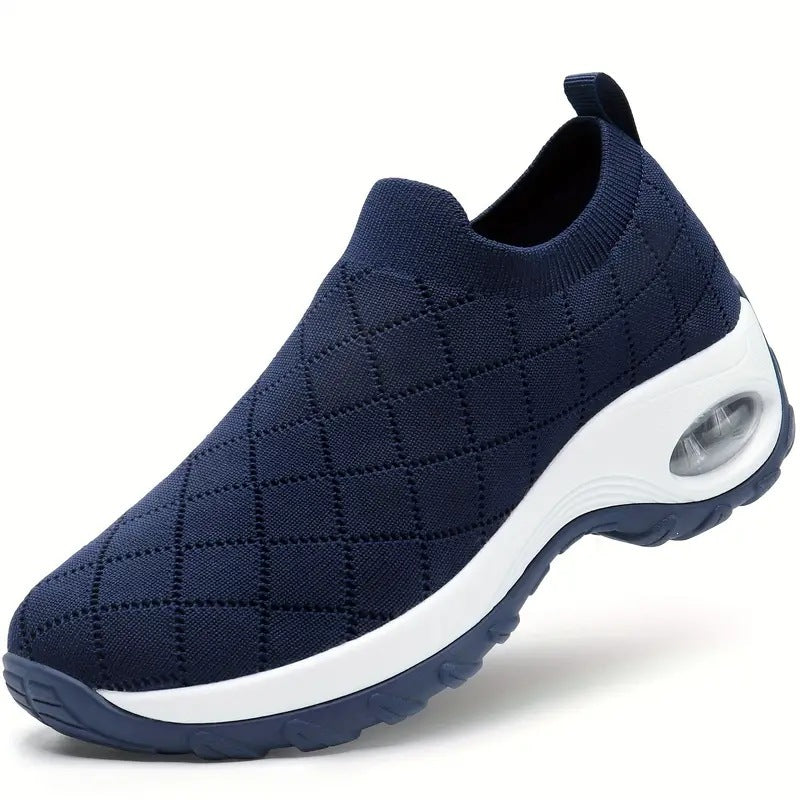 Women's Slip-On Knit Sneakers with Air Cushion and Cushioned Platform Sole Mune Fashion