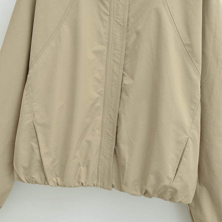 Women's Lightweight Rain and Wind Jacket with Stand Collar, Concealed Zipper and Elastic Hem Mune Fashion