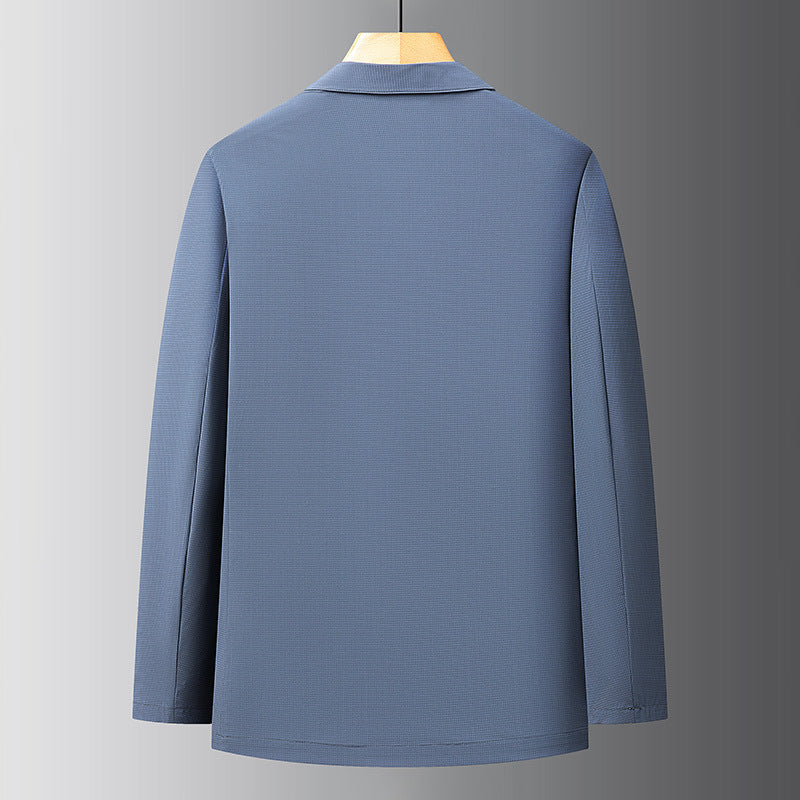 Men's Lightweight Structured Knit Blazer with Patch Pockets and Flexible Stretch Mune Fashion