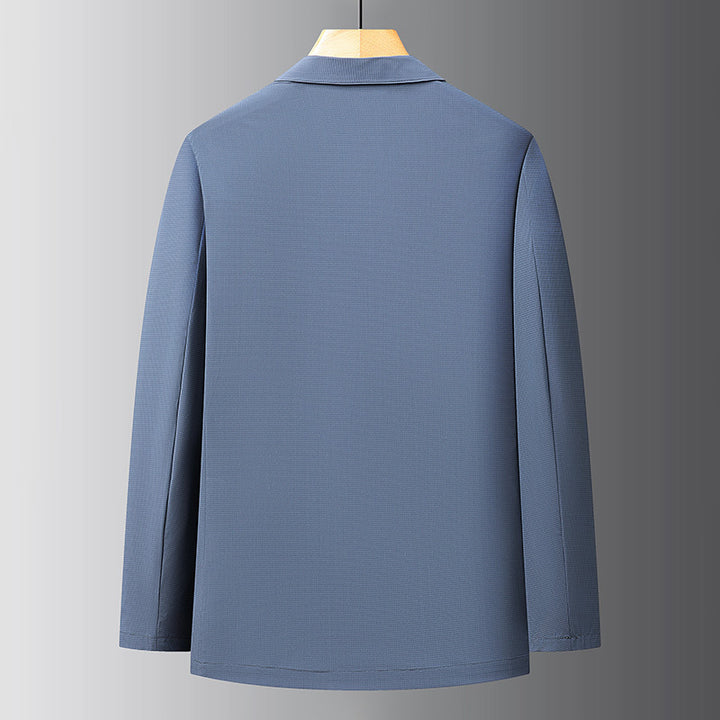 Men's Lightweight Structured Knit Blazer with Patch Pockets and Flexible Stretch Mune Fashion
