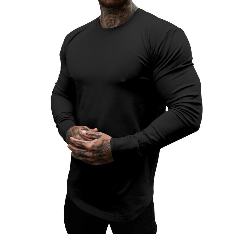 Men's Long-Sleeve Shirt Made Of Soft Stretchy Cotton Blend with Round Neckline Mune