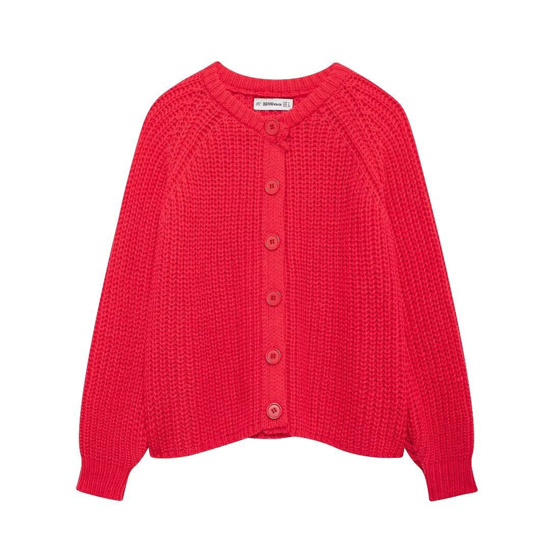 Women chunky knitted raglan cardigan with balloon sleeves and full button placket Mune Fashion