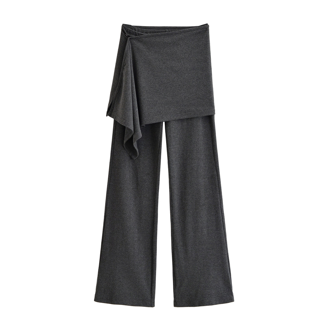 Ladies Palazzo Pants with Wrap Skirt Detail and Wide Leg Mune Fashion