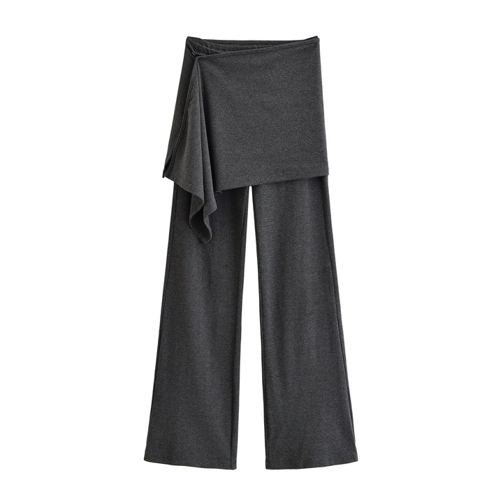 Ladies Palazzo Pants with Wrap Skirt Detail and Wide Leg Mune Fashion
