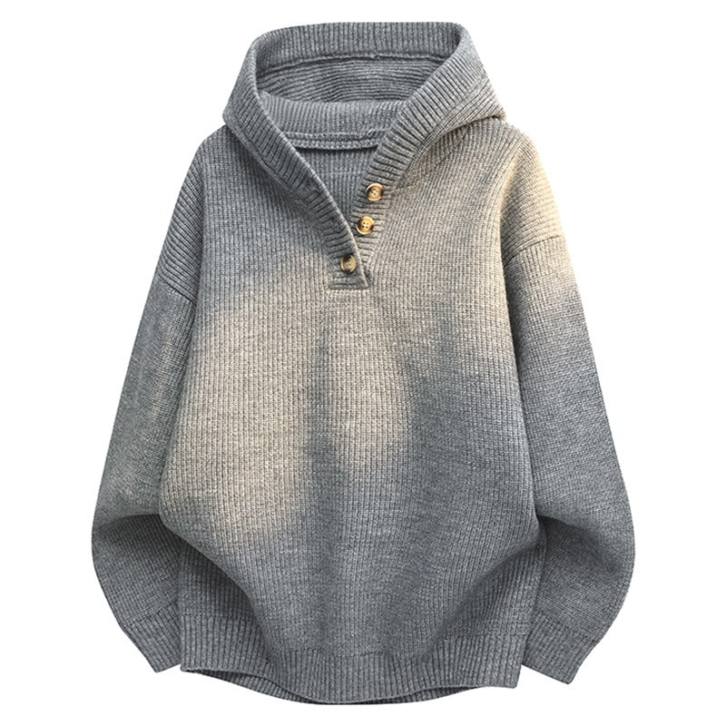 Women Relaxed Hoodie made of ribbed knit with half-button placket Mune Fashion
