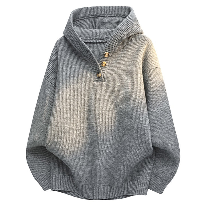 Women Relaxed Hoodie made of ribbed knit with half-button placket Mune Fashion
