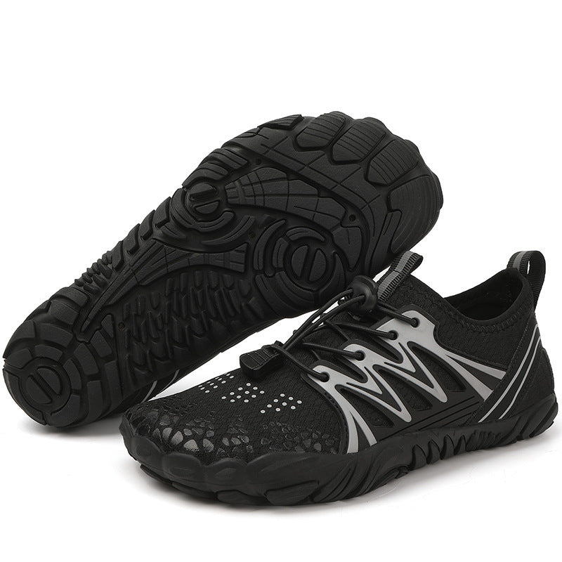 Women's lightweight water shoes with quick-drying knit upper, elastic pull closure, and slip-resistant patterned sole Mune Fashion