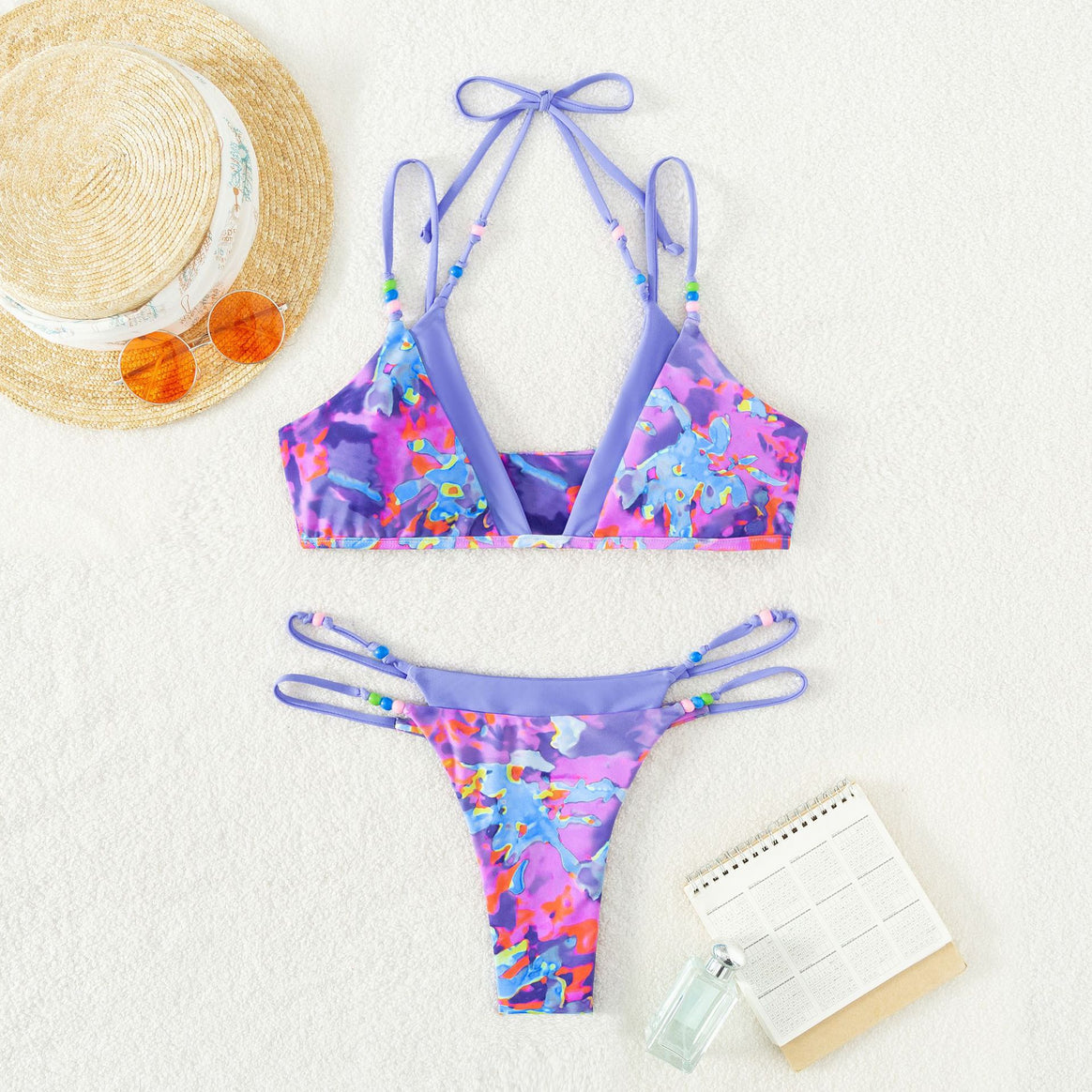 Women playful bikini with colorful floral design Mune Fashion
