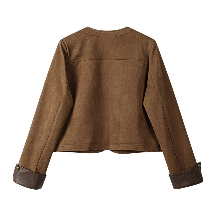 Women's Fashionable Suede Jacket with Pockets Mune Fashion