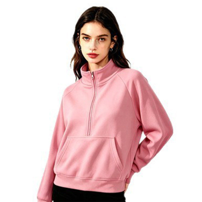 Women's sporty hooded sweatshirt with stand-up collar Mune Fashion