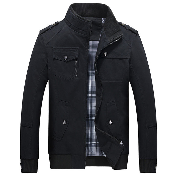 Men's utility field jacket with stand-up collar and checked lining Mune Fashion