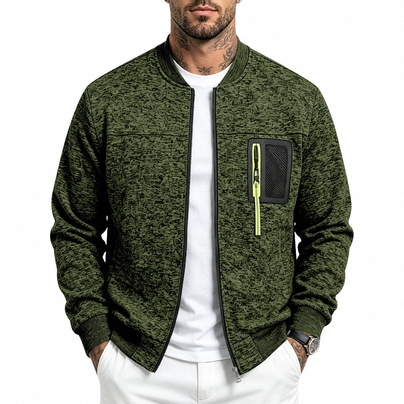 Men's knitted bomber jacket with functional breast pocket and zipper Mune Fashion