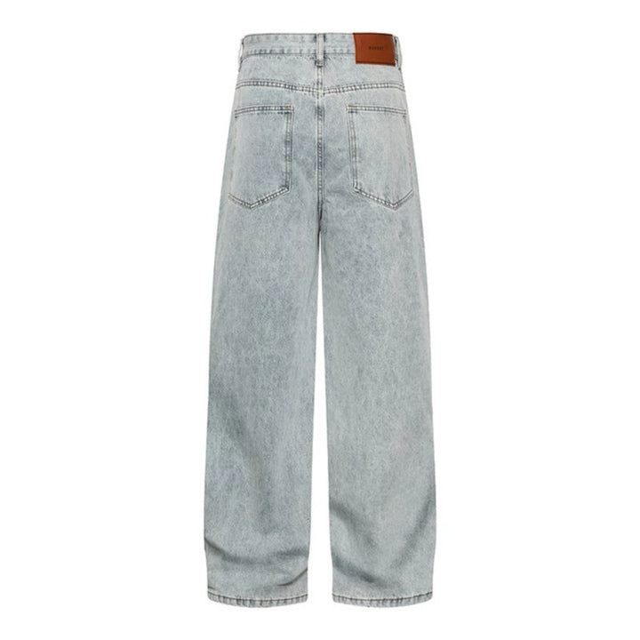 Women's High-Cut Vintage-Washed Baggy Jeans with Wide Palazzo Cut Mune Fashion