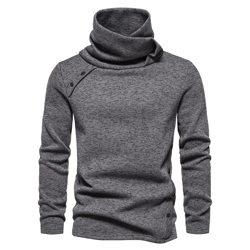 Men's knitted sweater with a large shawl collar, asymmetrical button placket and slim silhouette Mune Fashion