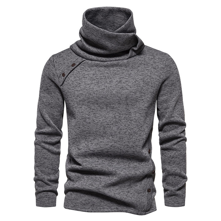 Men's knitted sweater with a large shawl collar, asymmetrical button placket and slim silhouette Mune Fashion