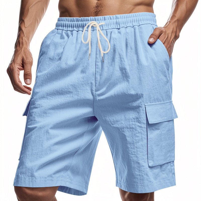 Men's technical cargo shorts with elastic drawstring waistband, secure flap pockets, and quick-drying functional material Mune Fashion