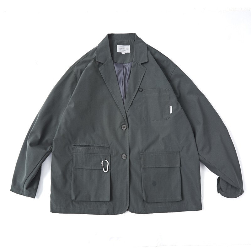 Unisex Loose-Fitting Utility Blazer with Multifunction Pockets Mune Fashion