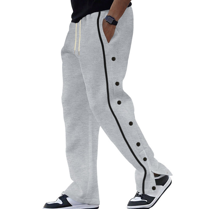 Men's side button jogging pants with contrast stripes and drawstring Mune Fashion