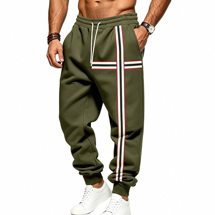 Men's joggers with contrasting side and cross stripes Mune Fashion
