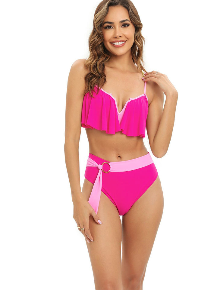 Women's Bikini Set with stylish ruffle and elegant belt Mune Fashion