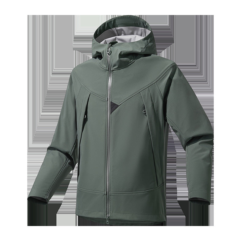 Men's Lightweight Softshell Hoodie Jacket with Windproof Breathable Membrane and Ergonomic Cut Mune Fashion