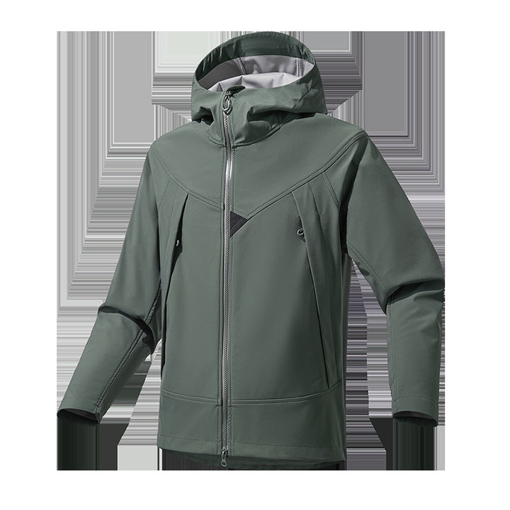Men's Lightweight Softshell Hoodie Jacket with Windproof Breathable Membrane and Ergonomic Cut Mune Fashion