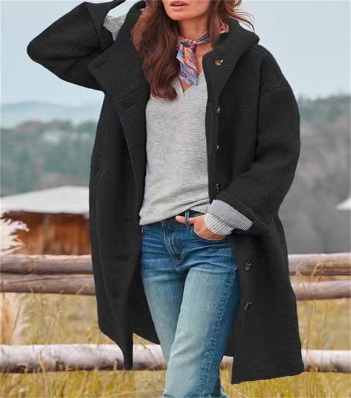 Women Oversize Teddy Coat with Button Placket and Large Lapels Mune Fashion