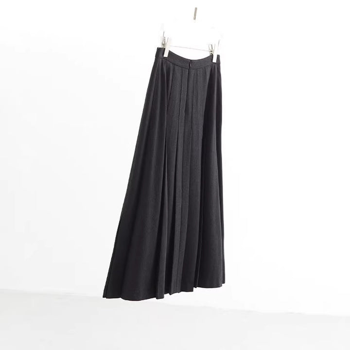 Women Long Pleated Skirt with High Waist Mune Fashion