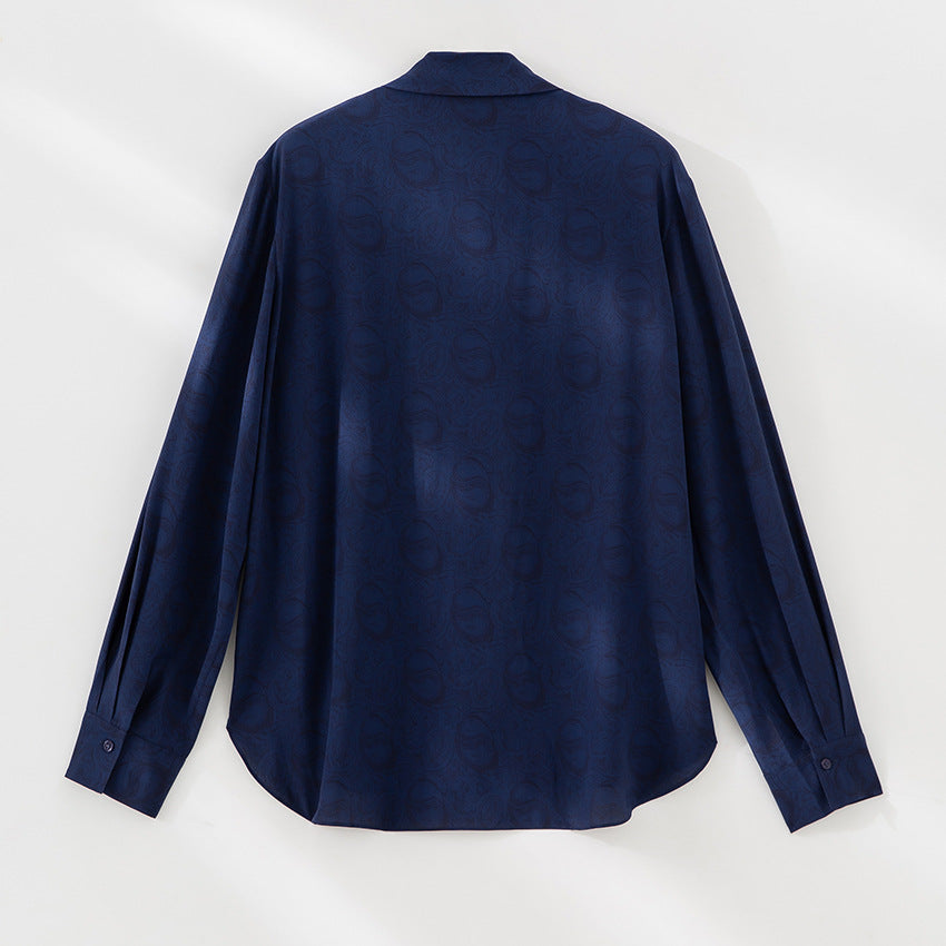 Women's blouse with bow collar and subtle jacquard texture Mune Fashion