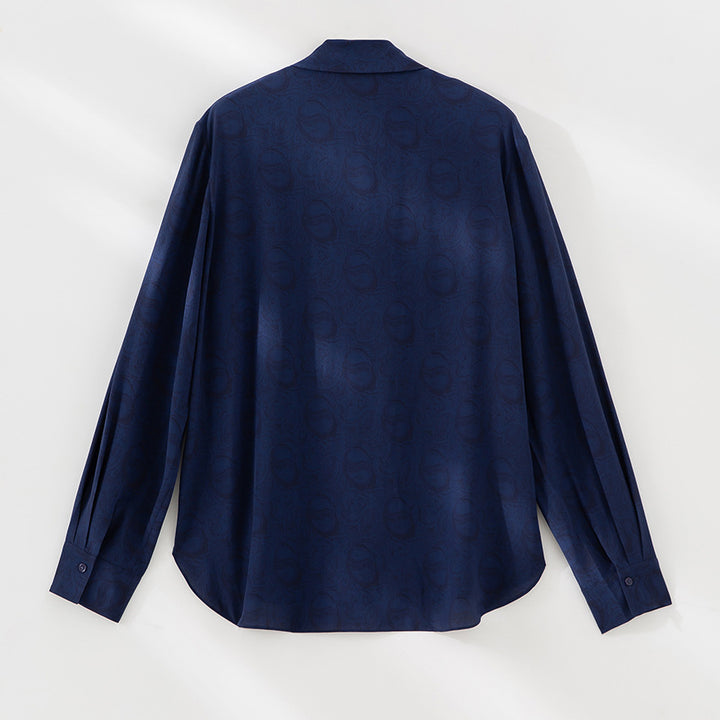 Women's blouse with bow collar and subtle jacquard texture Mune Fashion