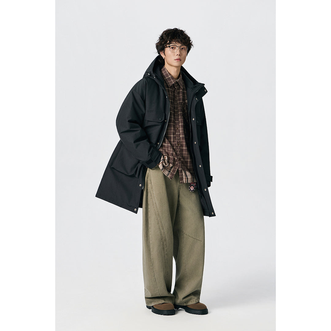 Men's Water-Repellent Tech Parka with Multiple Pockets and Hood Mune Fashion
