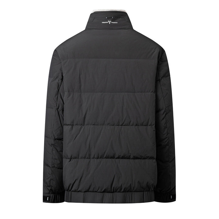 Men's Short Padded Jacket with High Faux Fur Collar, Water-Repellent Outer Shell and Thermal Insulation Mune Fashion