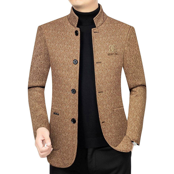 Men's Modern Stand-Up Collar Blazer in Travel Style with Padded Lining Mune Fashion