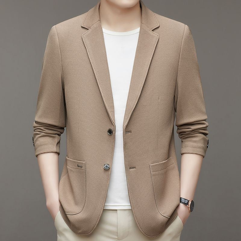 Men's Unstructured Leisure Blazer in Waffle Knit with Patch Pockets Mune Fashion