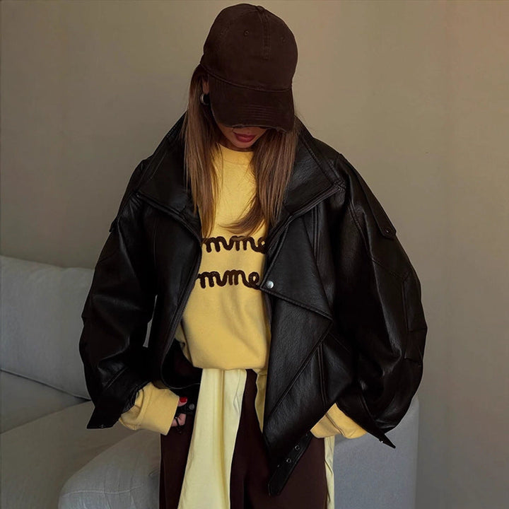 Women's Oversized Leather Jacket Mune