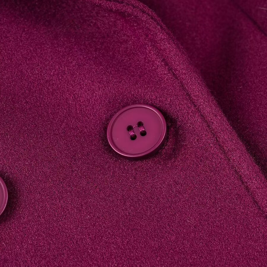 Women's Maxilength Double-Breasted Coat with Oversized Lapels and Sleeve Straps Mune Fashion