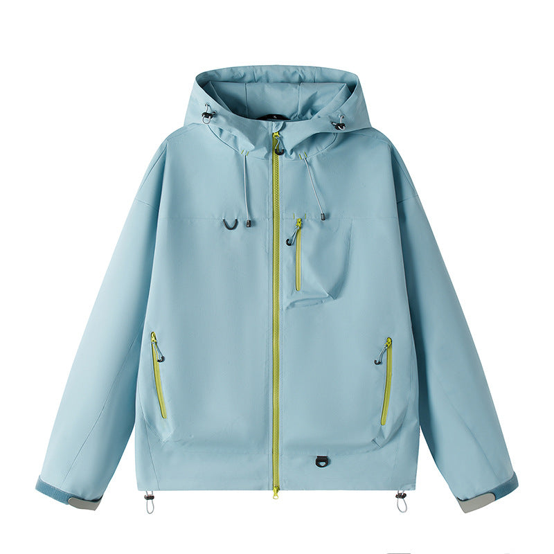 Men's Lightweight Tech Softshell Jacket with Hood, Adjustable Hem and Contrast Zippers Mune Fashion