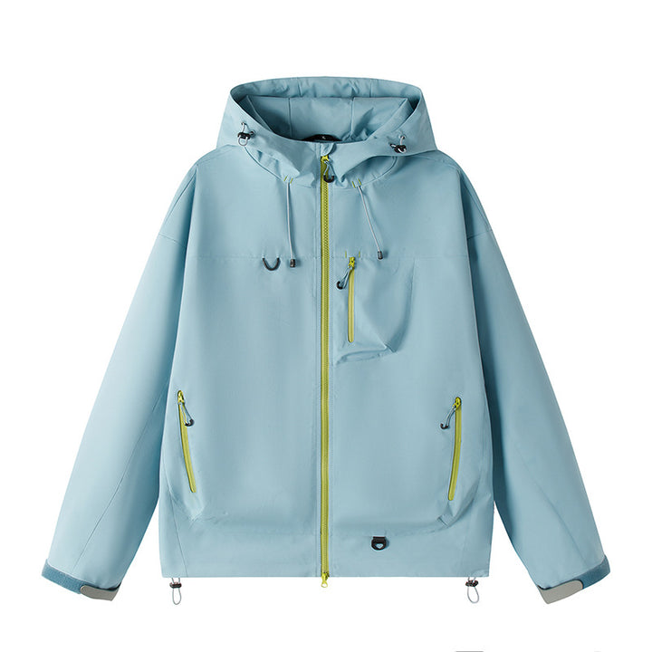 Men's Lightweight Tech Softshell Jacket with Hood, Adjustable Hem and Contrast Zippers Mune Fashion