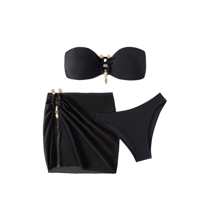 Ladies bandeau bikini set with elegant skirt overlay Mune Fashion