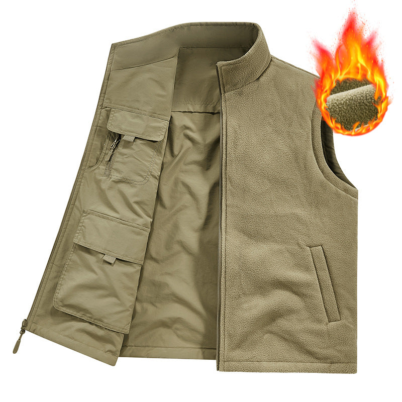 Men's Thermo-Utility Vest with Fleece Lining, Windproof Shell and Multifunction Pockets Mune Fashion