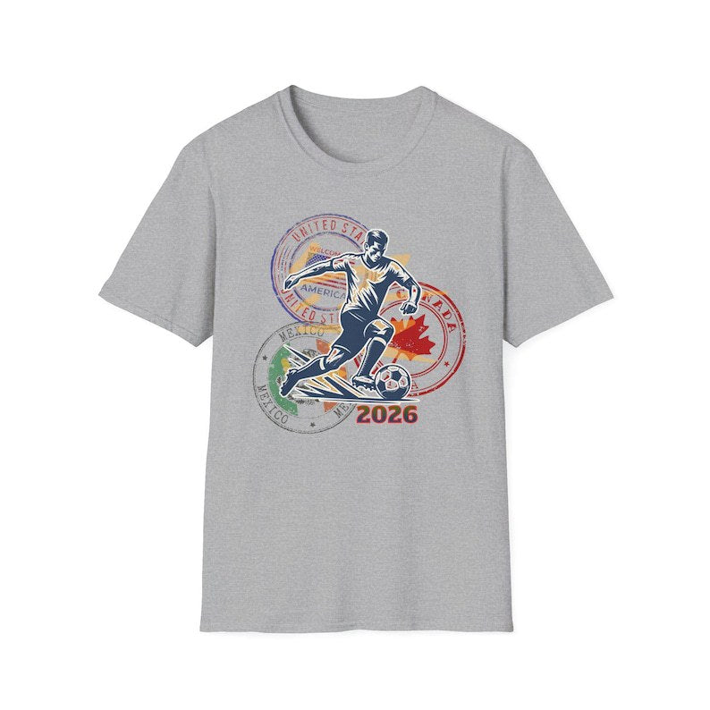 Unisex nan sporty football T-shirt with retro stamp print and breathable cotton blend Mune Fashion