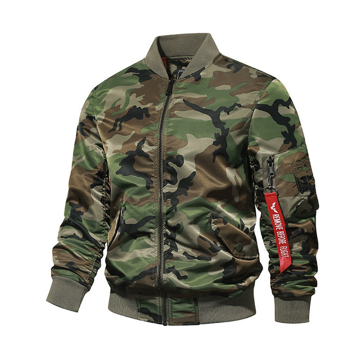 Men's bomber jacket in camouflage utility style with arm pocket and ribbed cuffs Mune Fashion