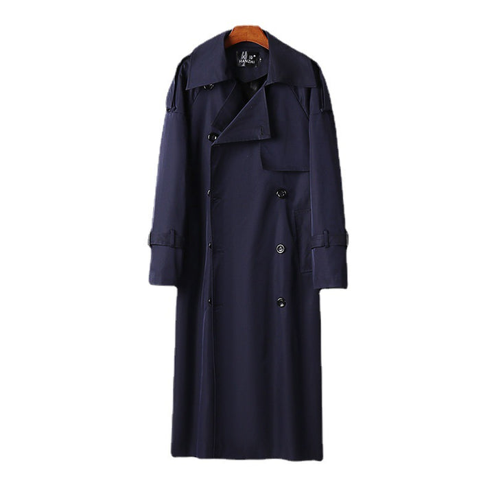 Men's Long Double-Breasted Trench Coat with Waist Belt, Epaulettes and Classic Shawl Collar Mune Fashion