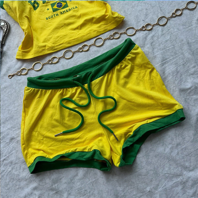 Ladies nan sporty Crop Top with flag print and adjustable straps Mune Fashion