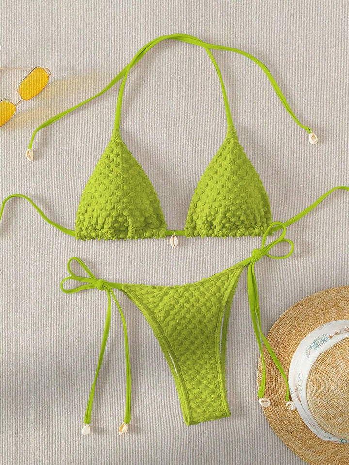 Women Triangle Bikini with textured material and delicate ties Mune Fashion