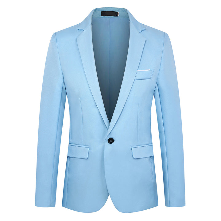 Men's fitted satin blazer with slim silhouette, notch lapel and decorative chest piping Mune Fashion
