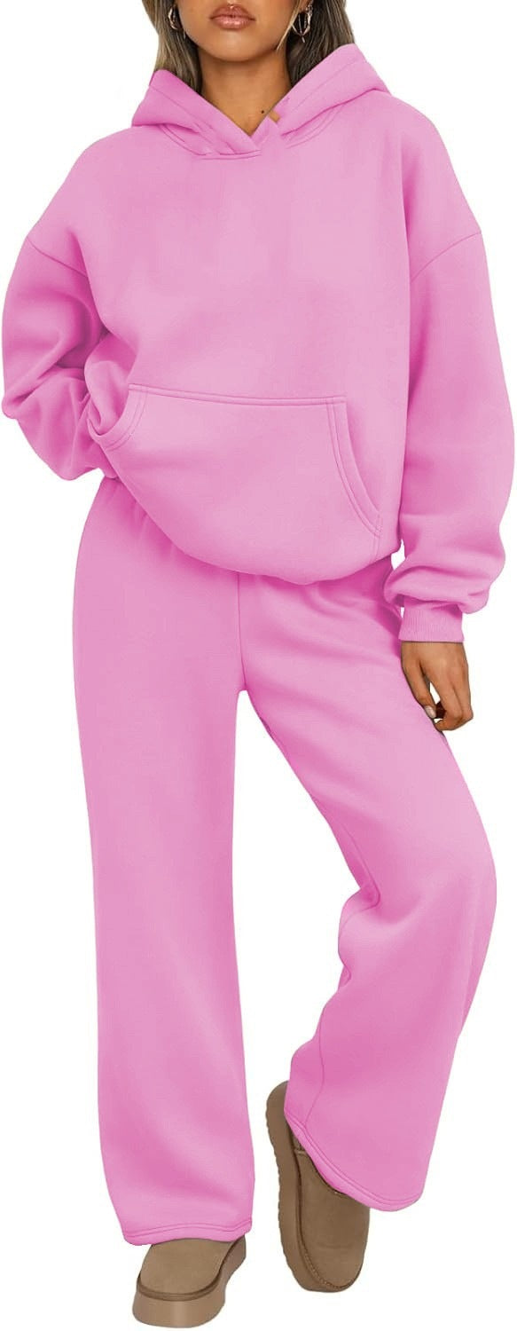 Women's Cozy Loungewear Set with oversized hoodie, kangaroo pocket and wide palazzo jogging pants Mune Fashion