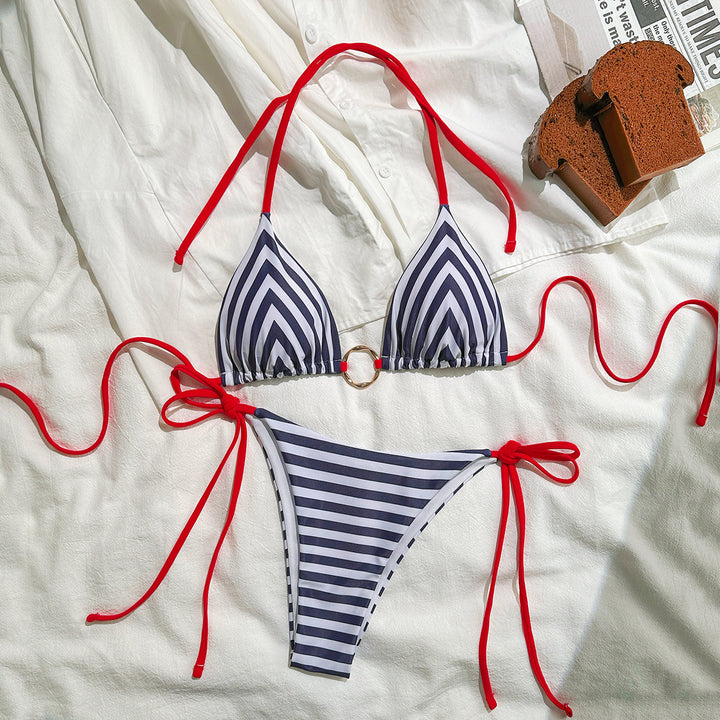 Women's triangle bikini with stylish ring detail and sporty ties Mune Fashion
