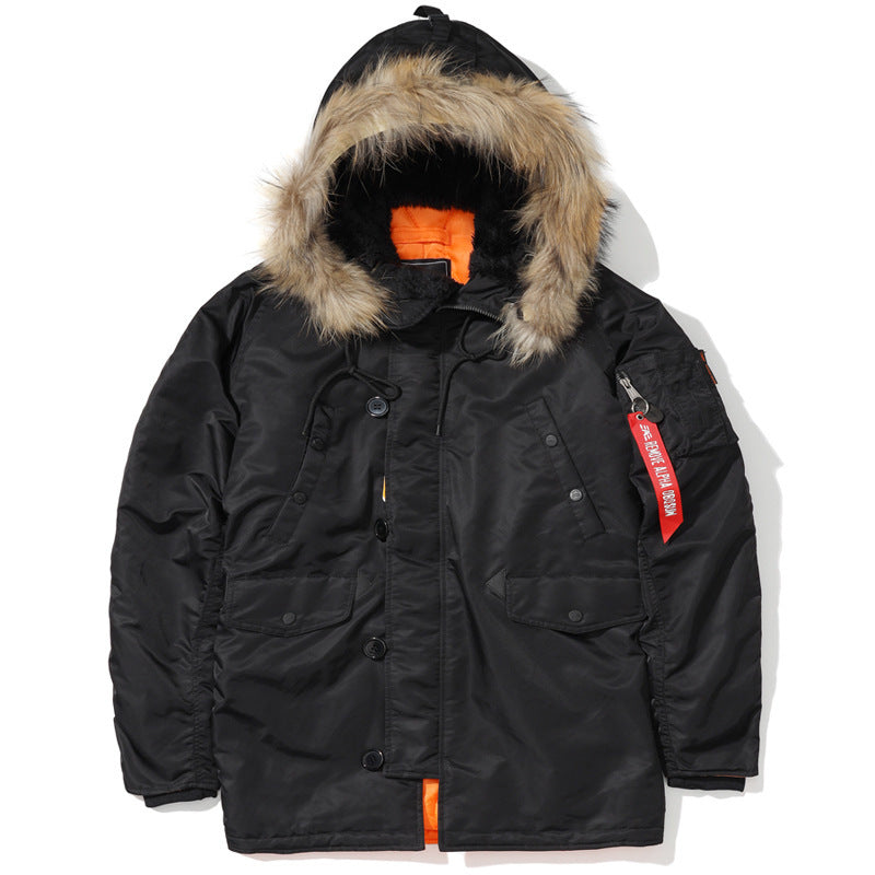 Men's Heavy Thermal Parka in Expedition Style with Faux Fur Hood and Multi-Pockets Mune Fashion
